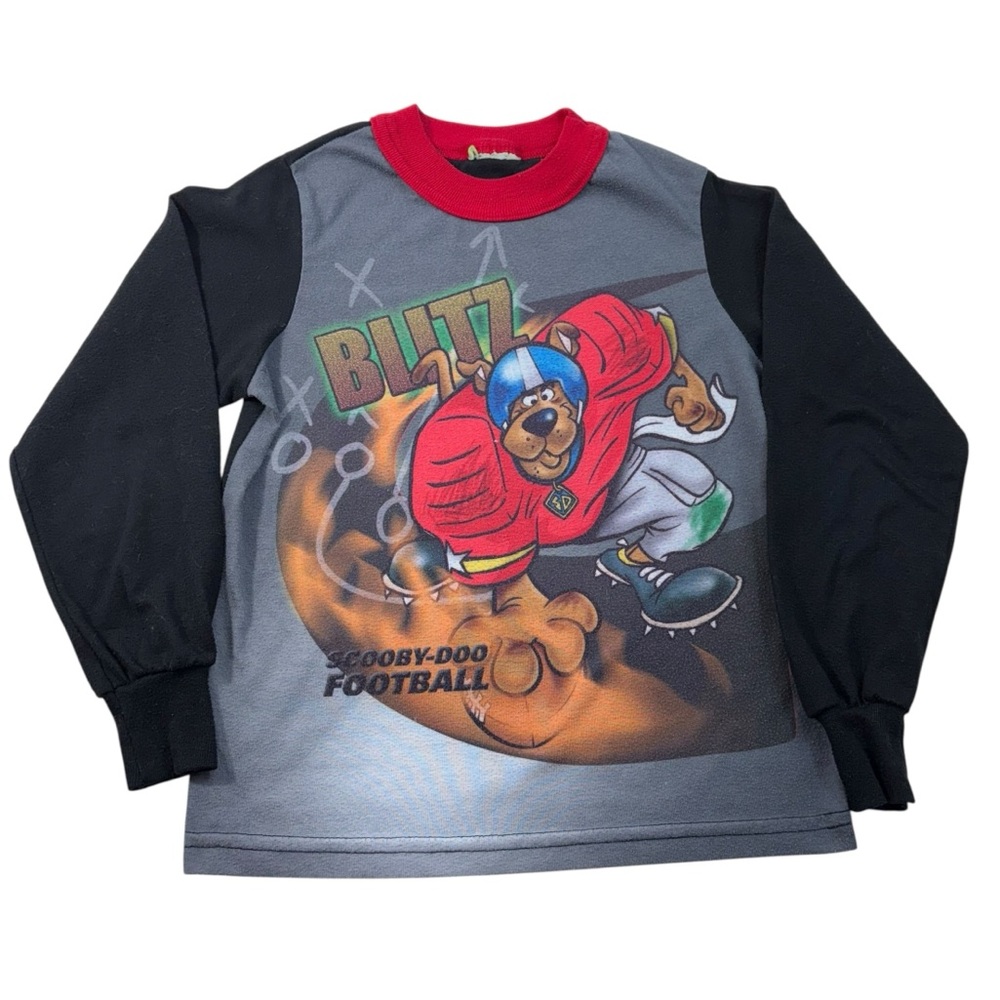Vintage Y2K Scooby Doo Football Raglan Cut Pajama Graphic Top Youth Medium M
